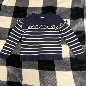 GAP Striped Ruffled Sweater. Size 2T Navy & White